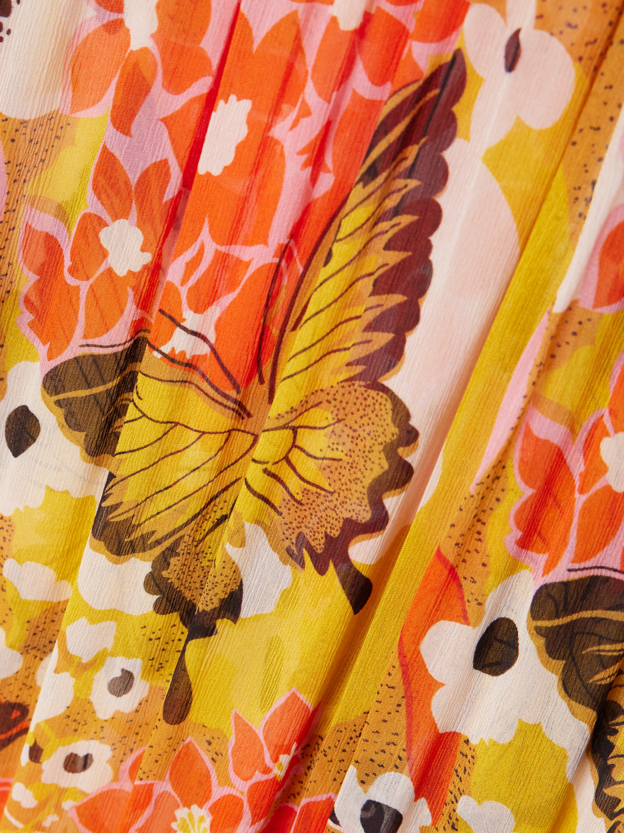 Alix Of Bohemia Otto Marigold Meadow Floral-print Georgette Straight-leg Pants In Orange