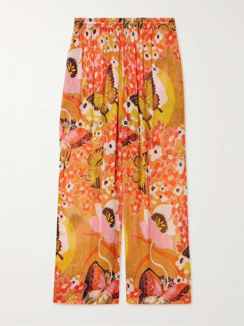 ALIX OF BOHEMIA Otto Marigold Meadow Floral-print Georgette Straight-leg Pants