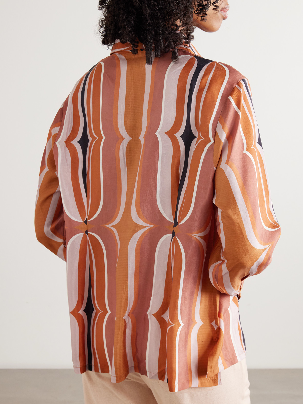 Alix Of Bohemia Dana Printed Silk Shirt In Orange