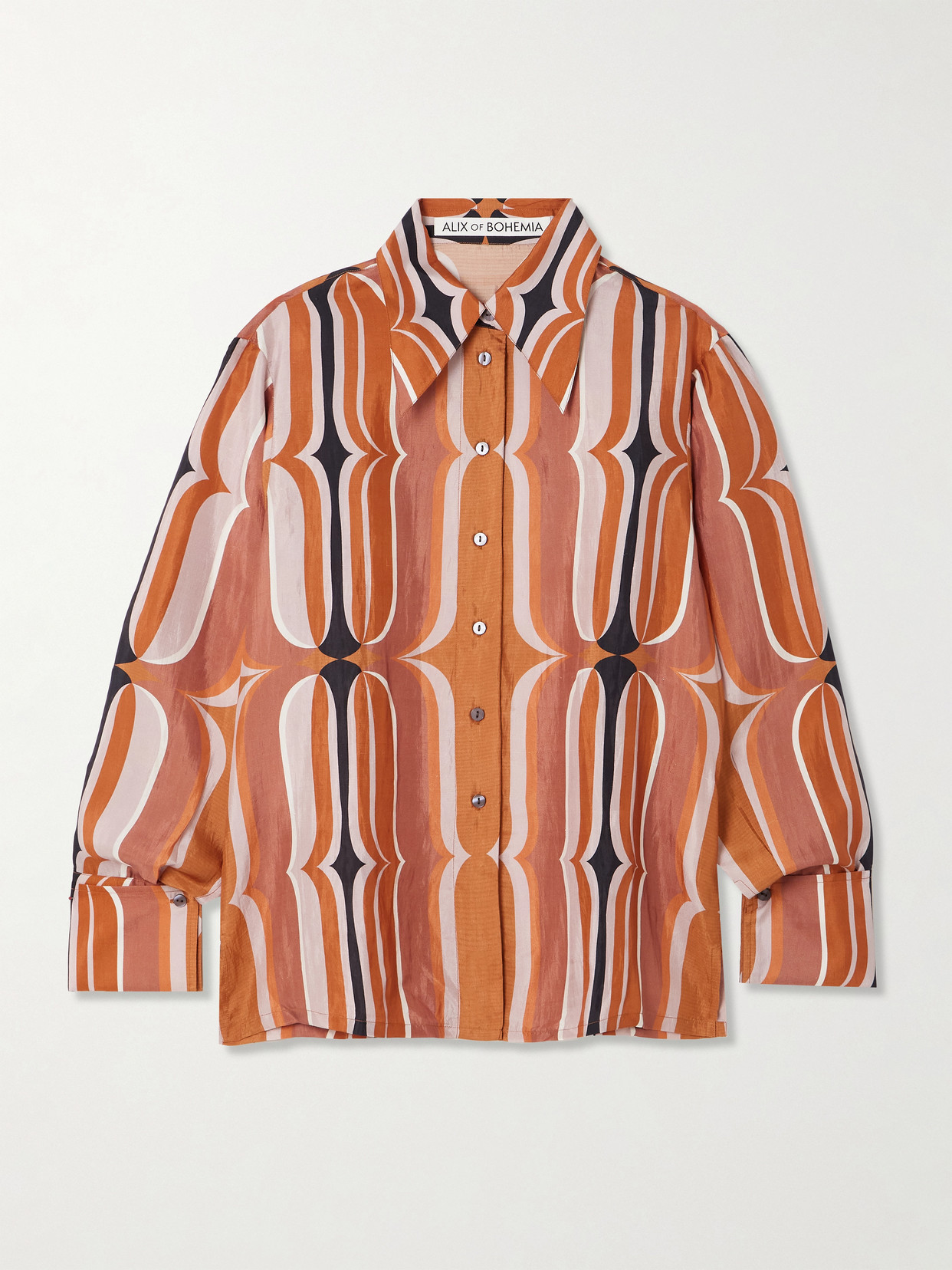 Alix Of Bohemia Dana Printed Silk Shirt In Orange