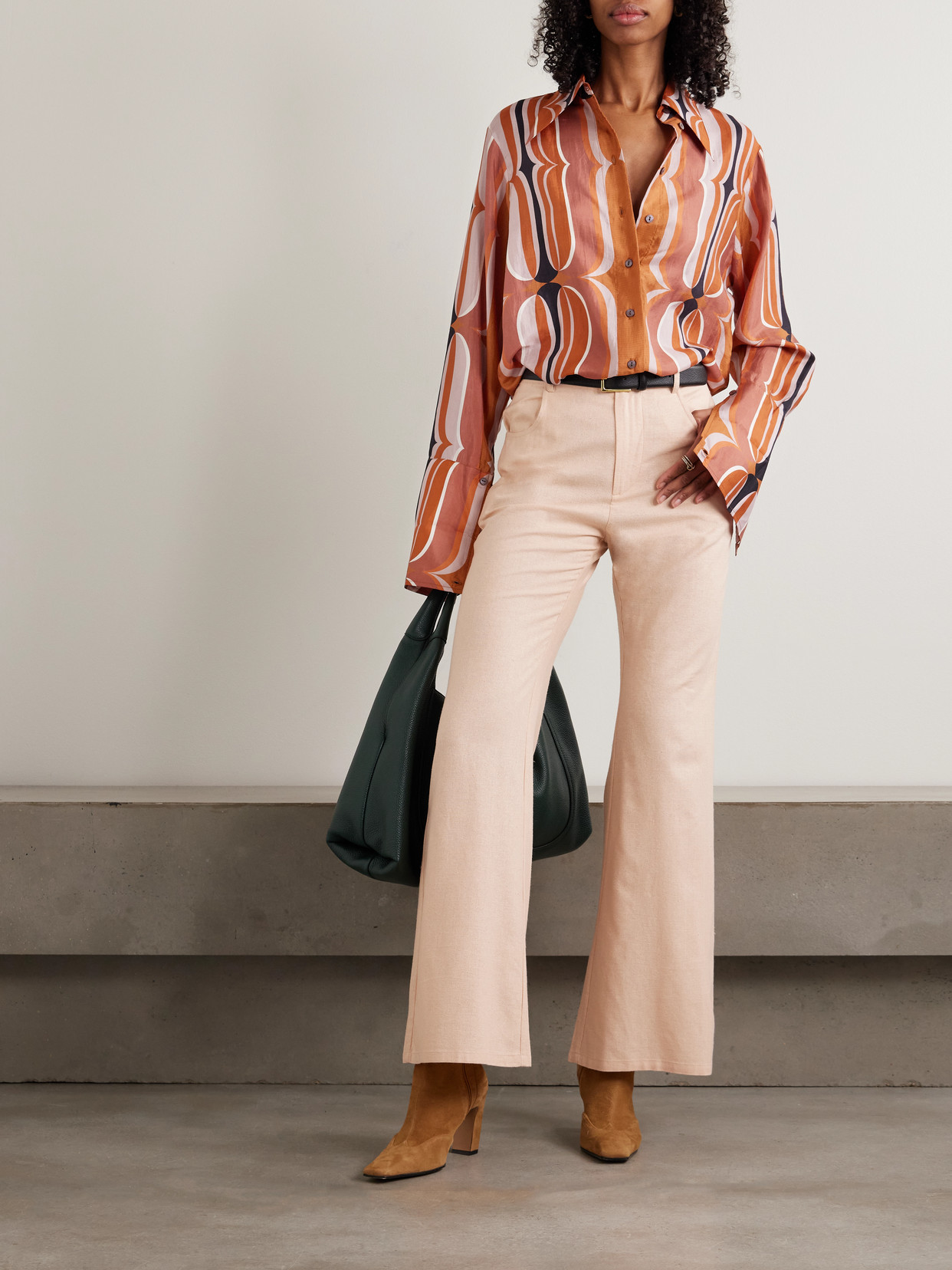 Alix Of Bohemia Dana Printed Silk Shirt In Orange