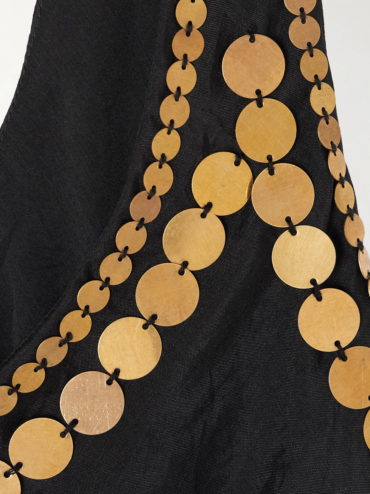 Alix Of Bohemia Adele Gilded Coin Embellished Silk-faille Midi Dress In Black