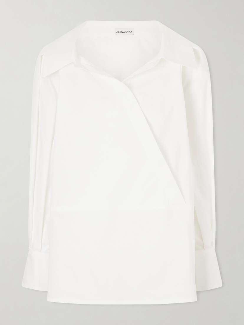 Altuzarra Arthur Wrap-effect Cotton-blend Poplin Blouse