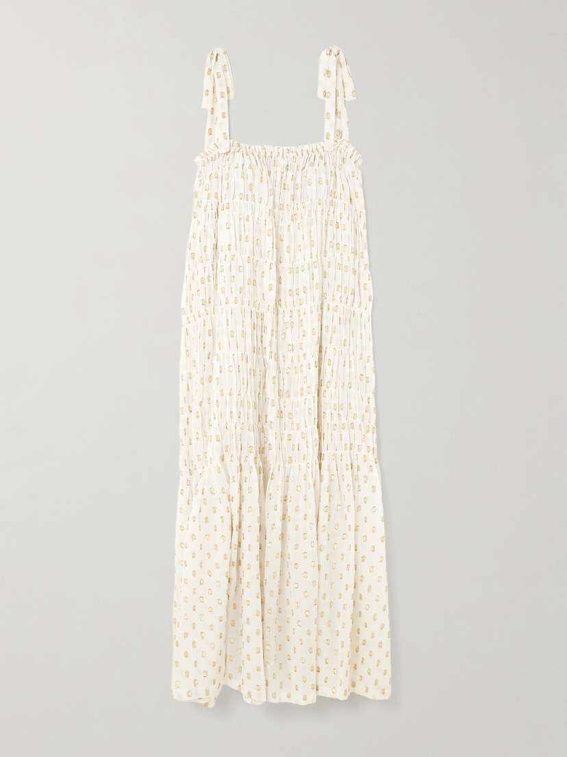 ALIX OF BOHEMIA Emrys Smocked Fil Coupé-gauze Midi Dress