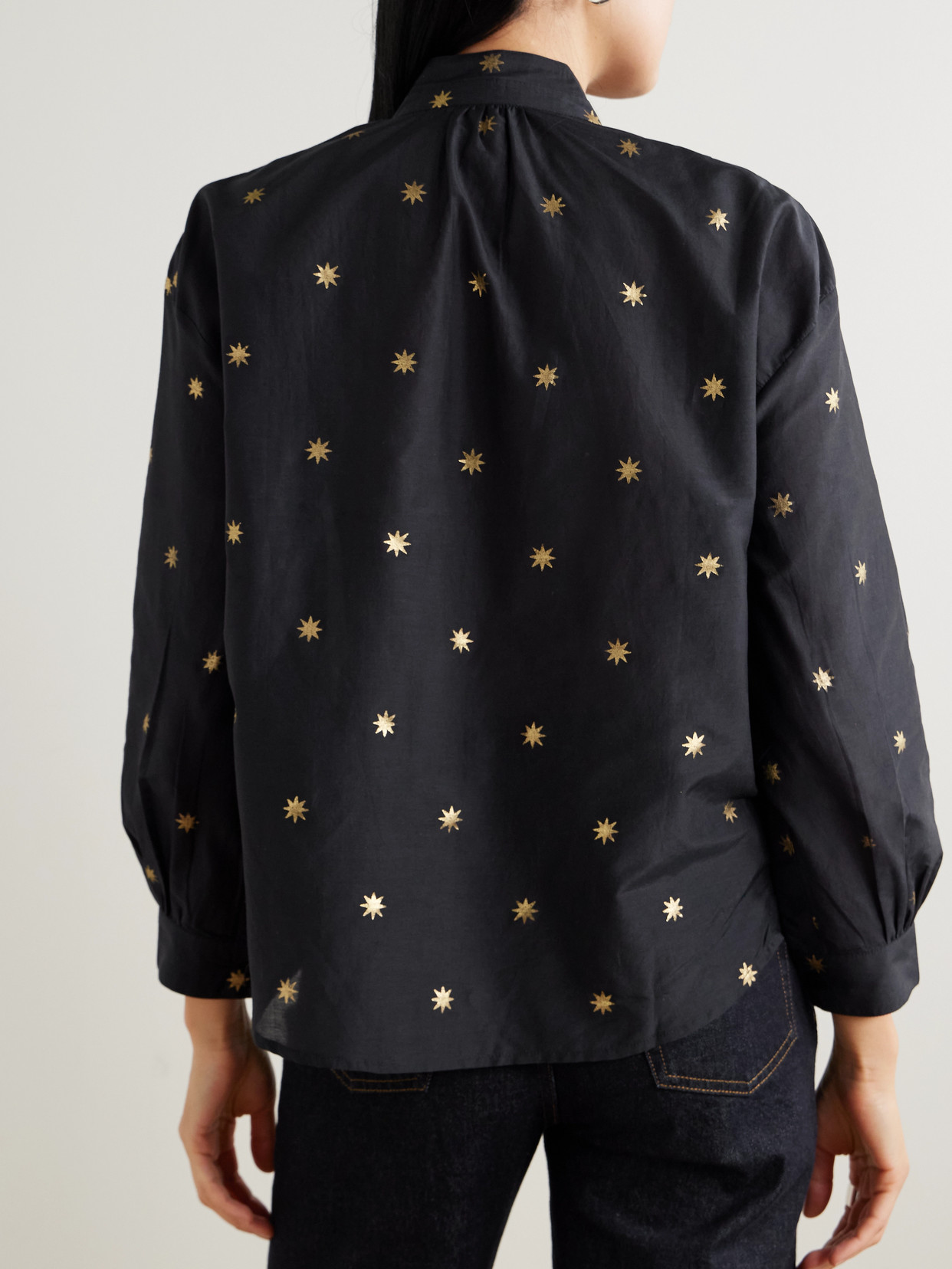 Kiki Celestial Night Printed Cotton And Silk-Blend Shirt