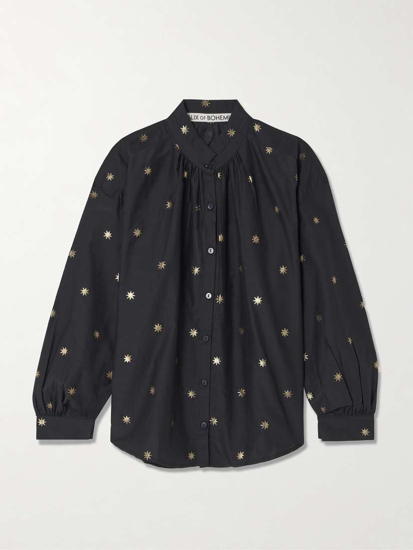 ALIX OF BOHEMIA Kiki Celestial Night Printed Cotton And Silk-blend Shirt