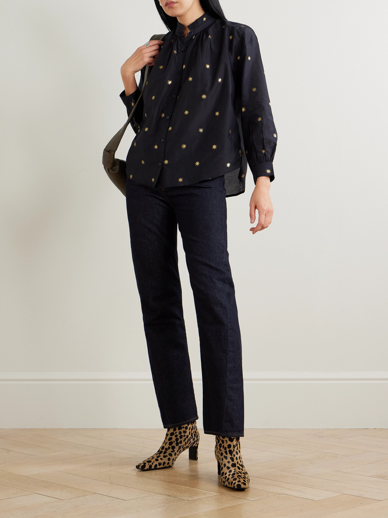 Kiki Celestial Night Printed Cotton And Silk-Blend Shirt