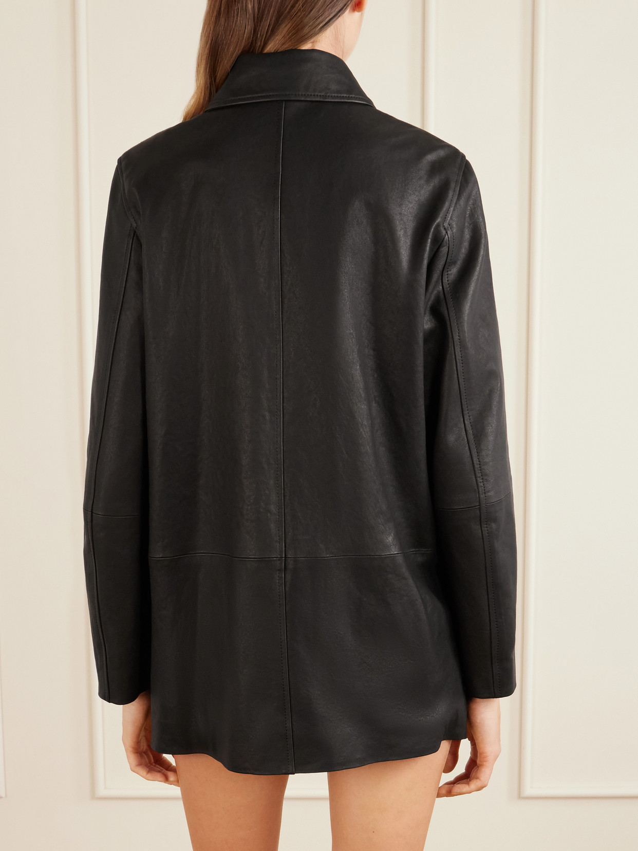 Auralee Textured-leather Jacket In Black