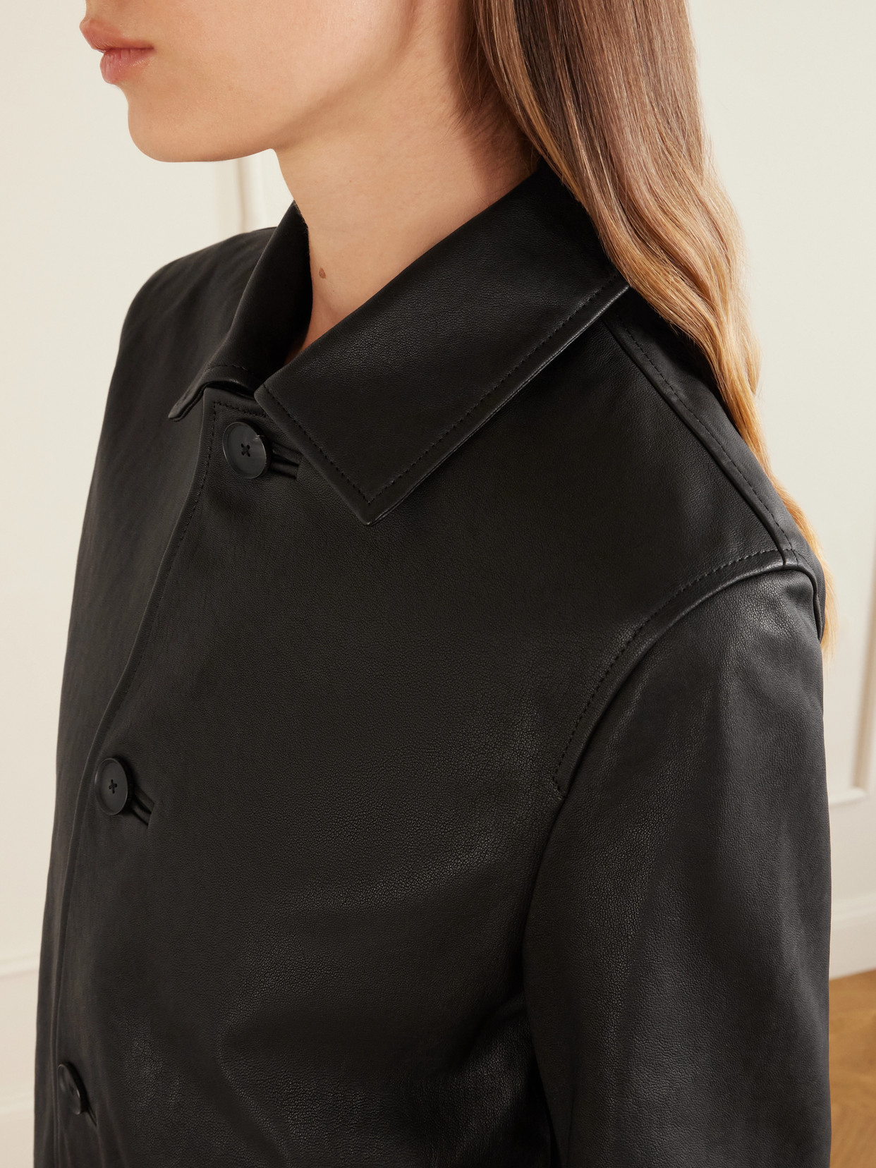 Auralee Textured-leather Jacket In Black