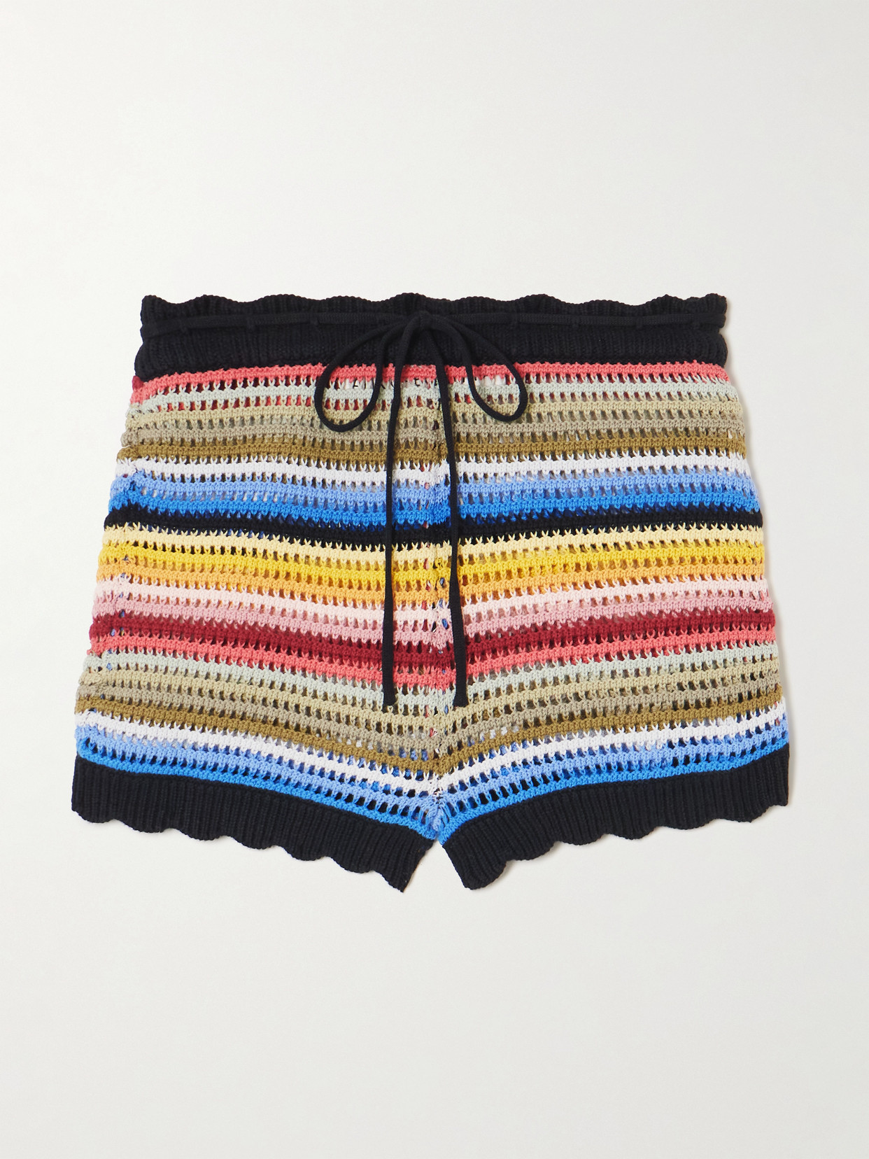 Alix Of Bohemia Shea Striped Crocheted Cotton Shorts In Multi
