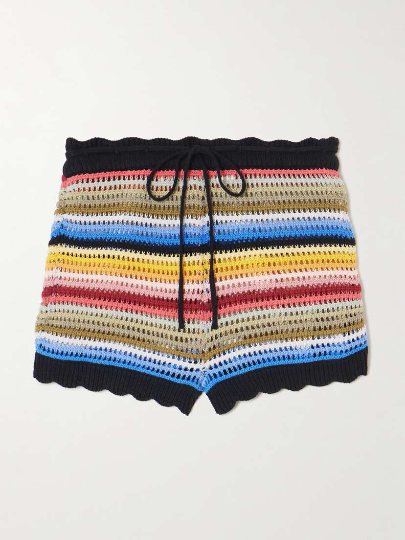 ALIX OF BOHEMIA Shea Striped Crocheted Cotton Shorts
