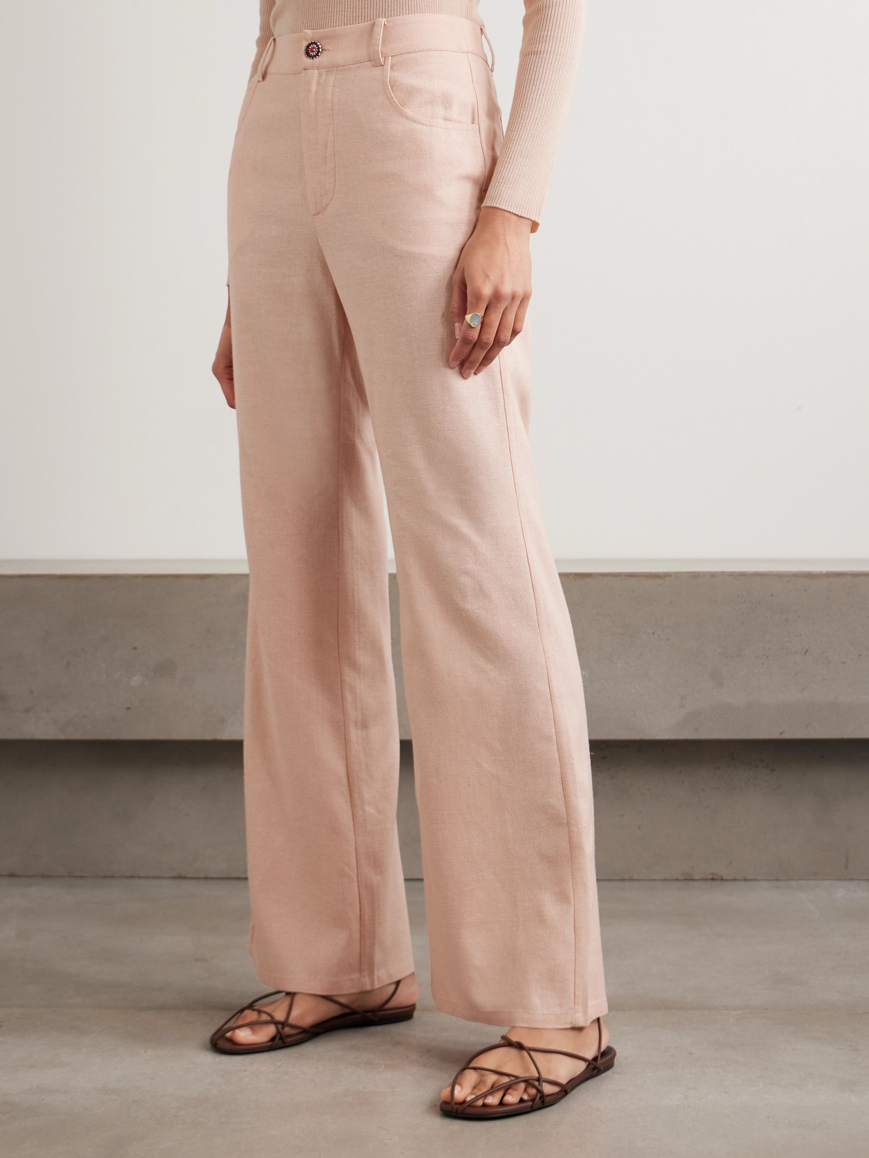 Alix Of Bohemia Bunny Embellished Silk Flared Pants In Pink