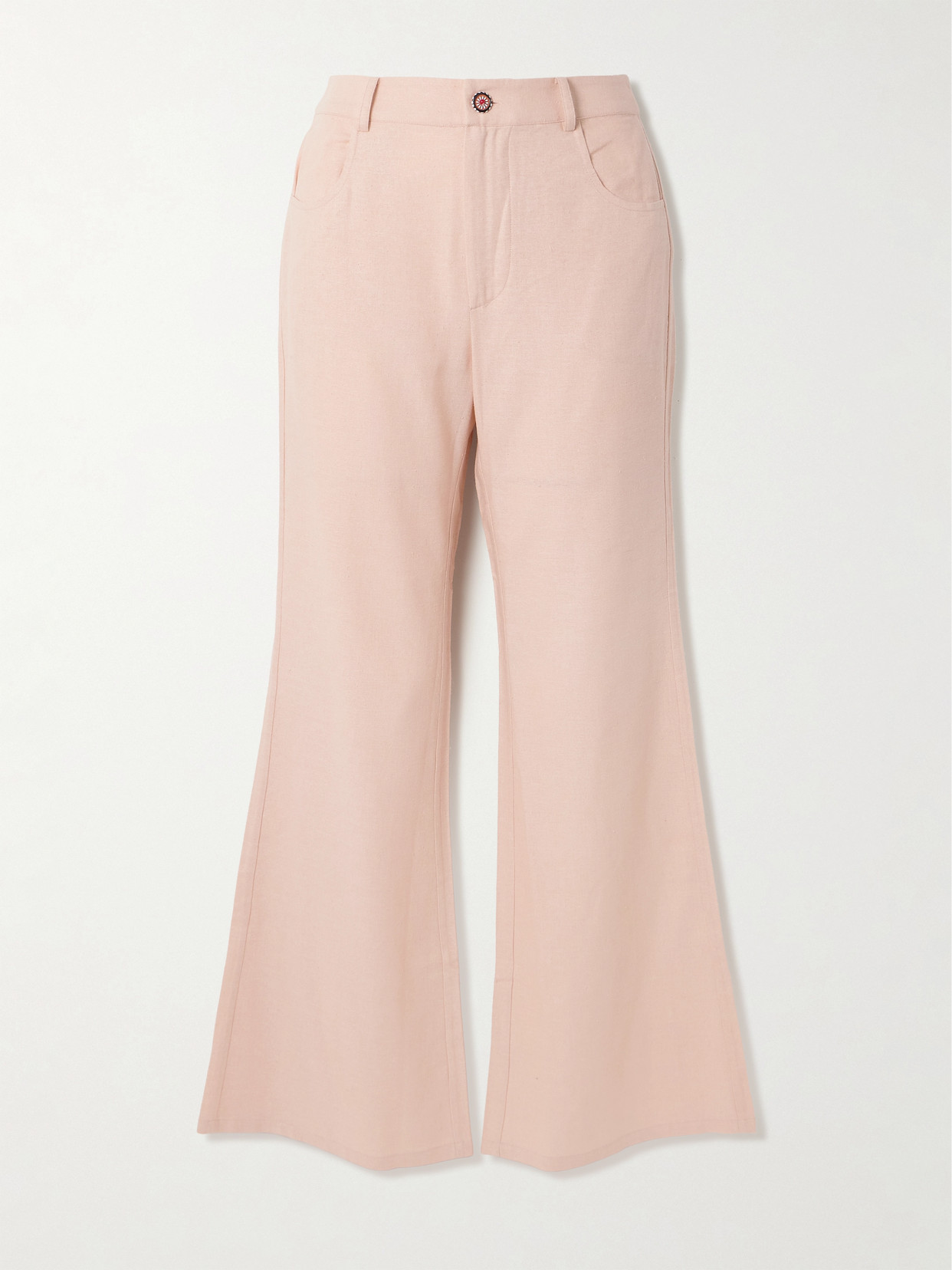 Alix Of Bohemia Bunny Embellished Silk Flared Pants In Pink
