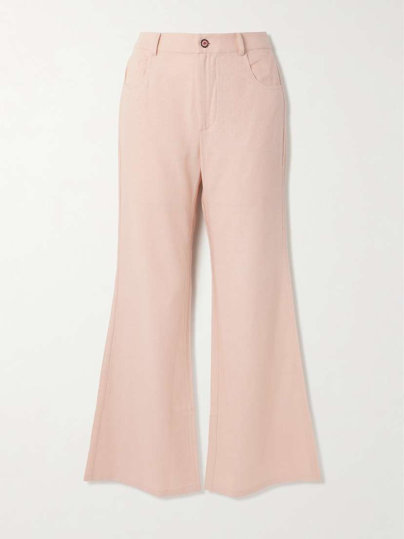 ALIX OF BOHEMIA Bunny Embellished Silk Flared Pants