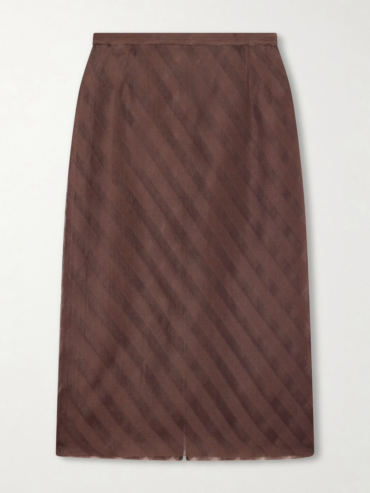 Auralee Striped Silk And Cotton-blend Jacquard Midi Skirt In Brown