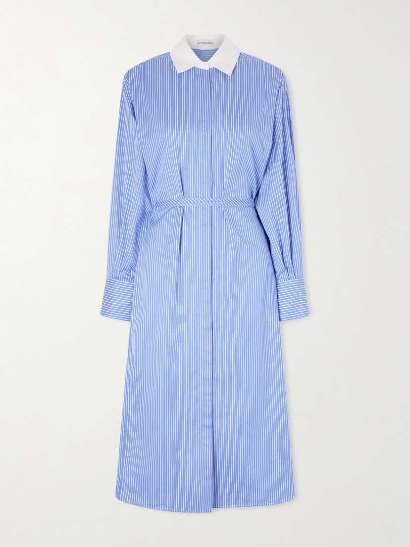 Altuzarra Floyd Belted Striped Cotton-poplin Midi Dress