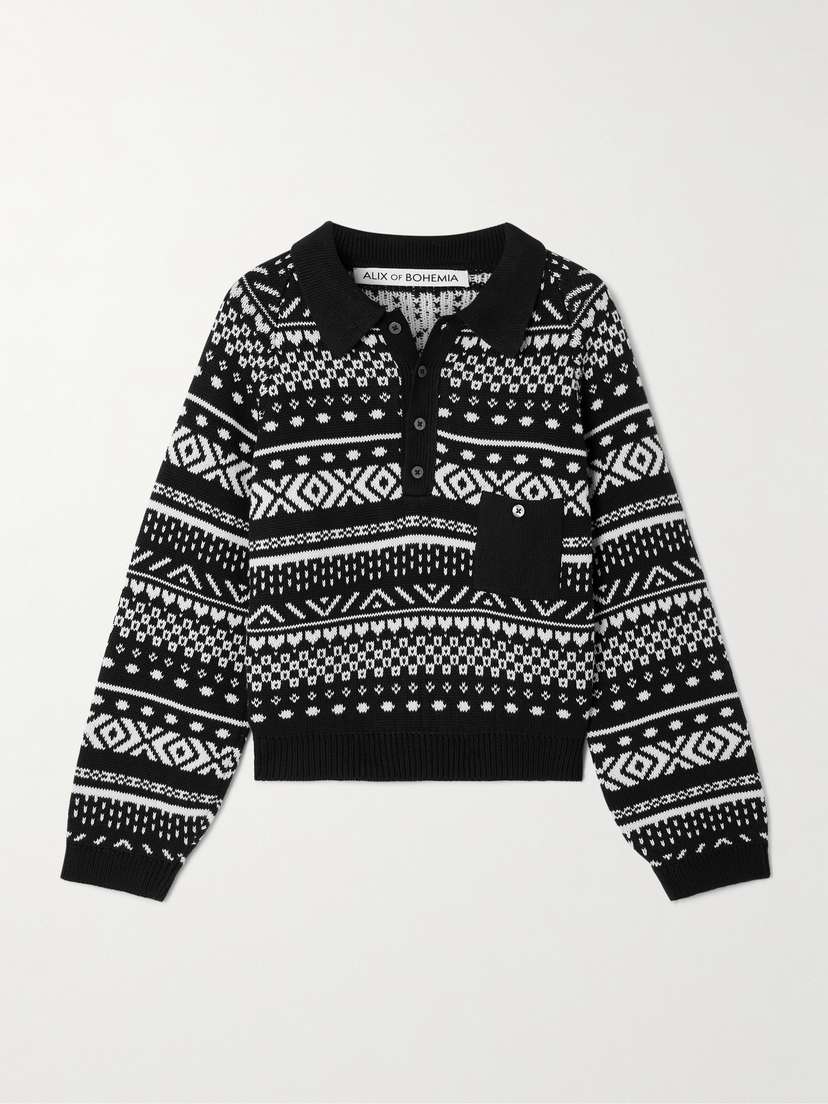 ALIX OF BOHEMIA Liza Fair Isle Cotton Polo Sweater