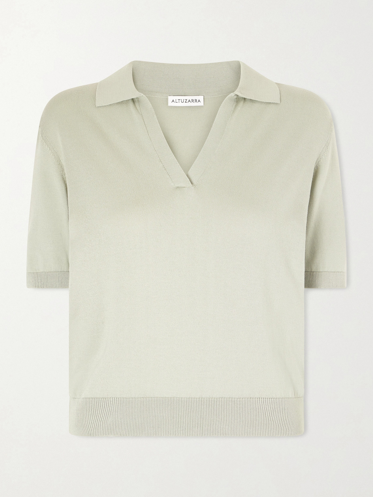 Clay Cropped Cotton And Silk-Blend Polo