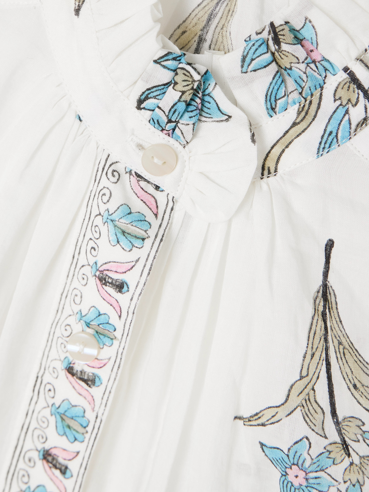 Alix Of Bohemia Artemis Sky Ruffled Floral-print Cotton-voile Shirt In White