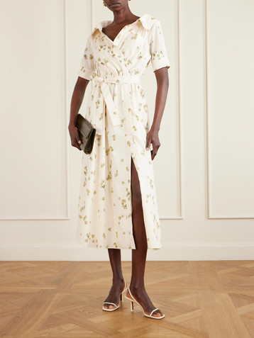 Altuzarra Lydia belted printed cotton-blend poplin midi dress