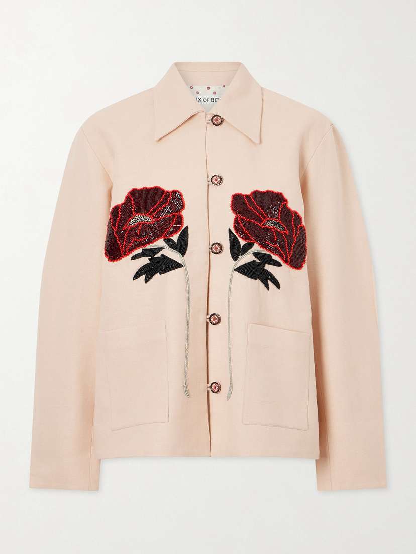 ALIX OF BOHEMIA Jude Bead-embellished Silk-crepe Jacket