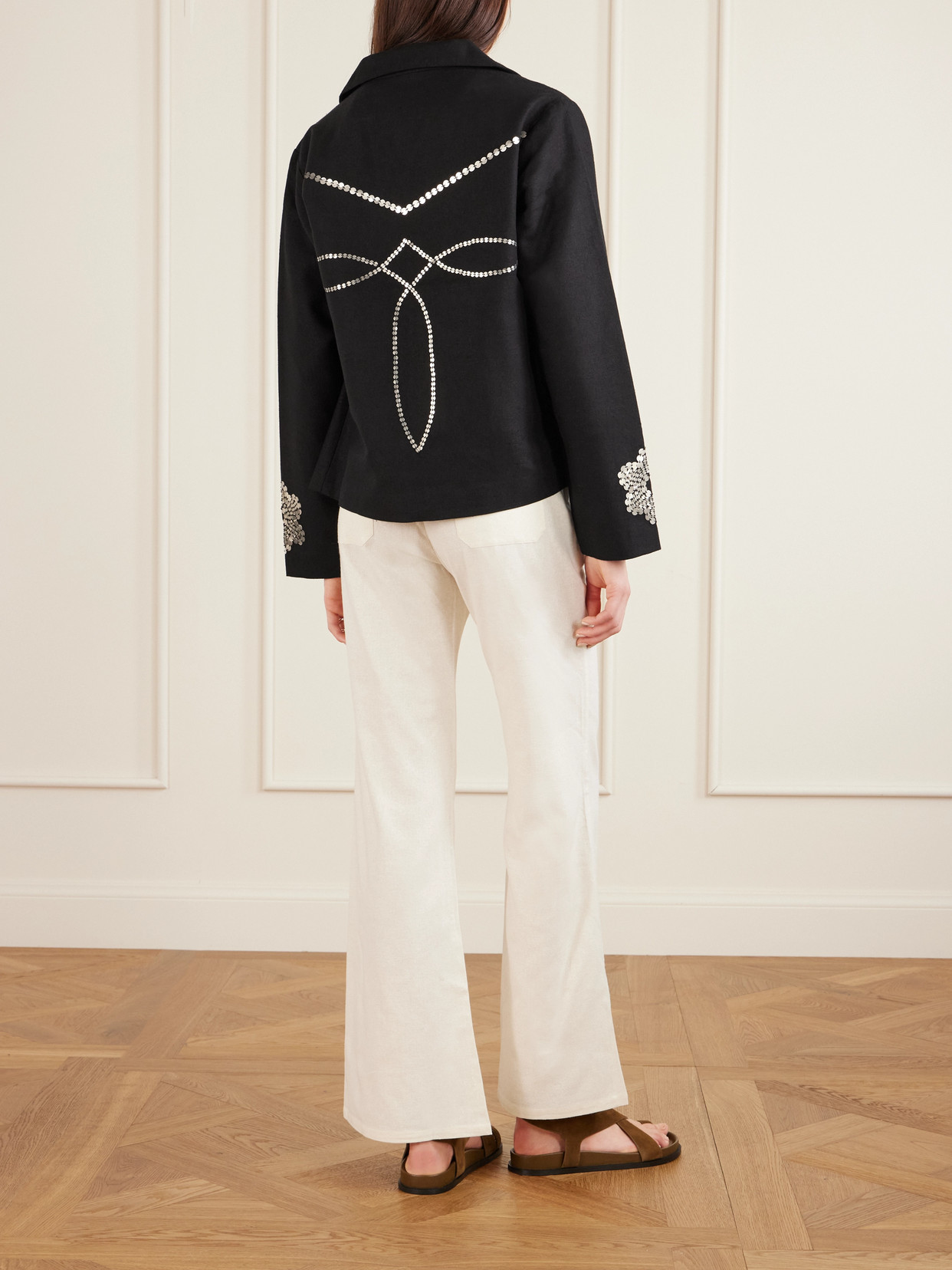 Alix Of Bohemia Francis Lovebird Embellished Silk Jacket In Black