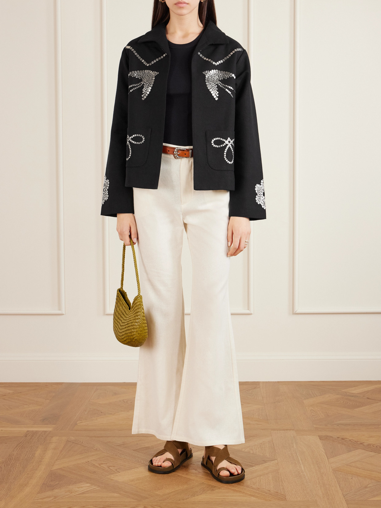 Alix Of Bohemia Francis Lovebird Embellished Silk Jacket In Black