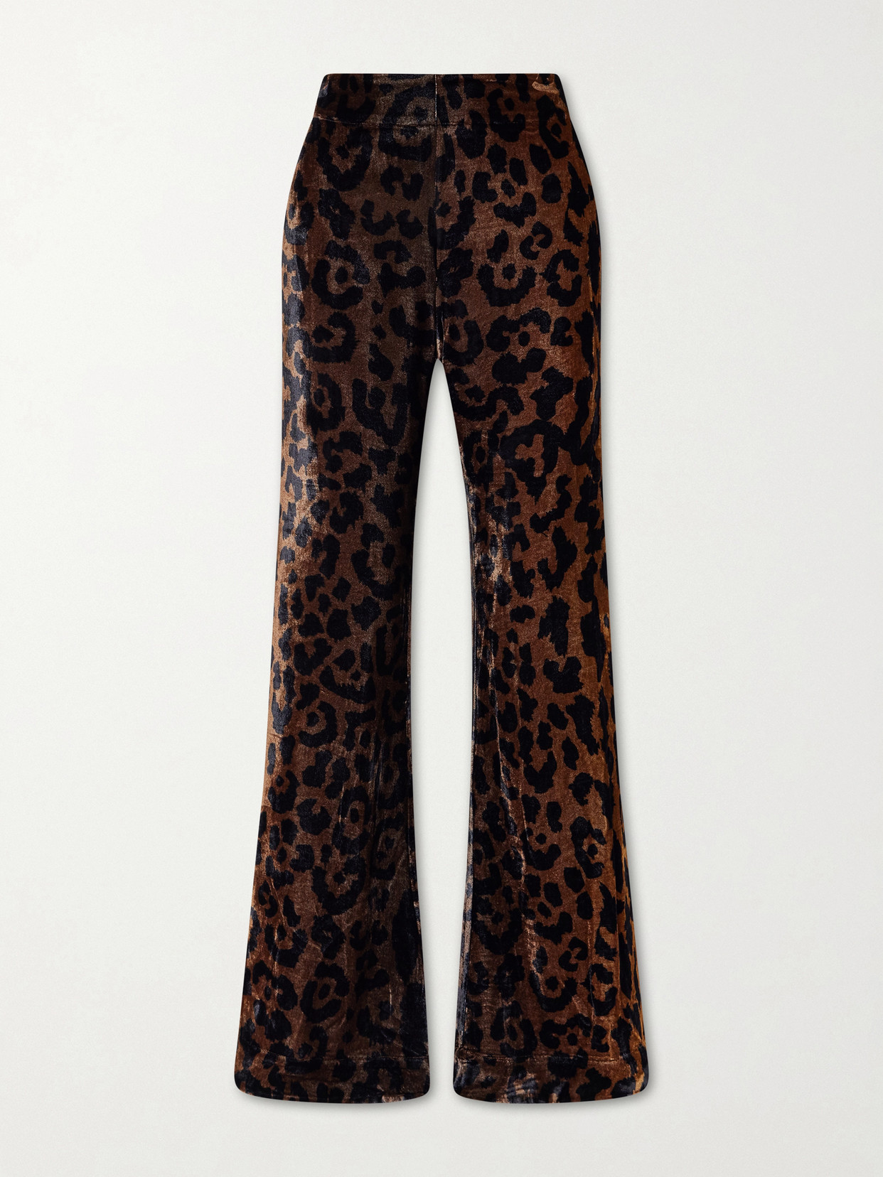 Alix Of Bohemia Farah Leopard-print Velvet Flared Pants In Brown