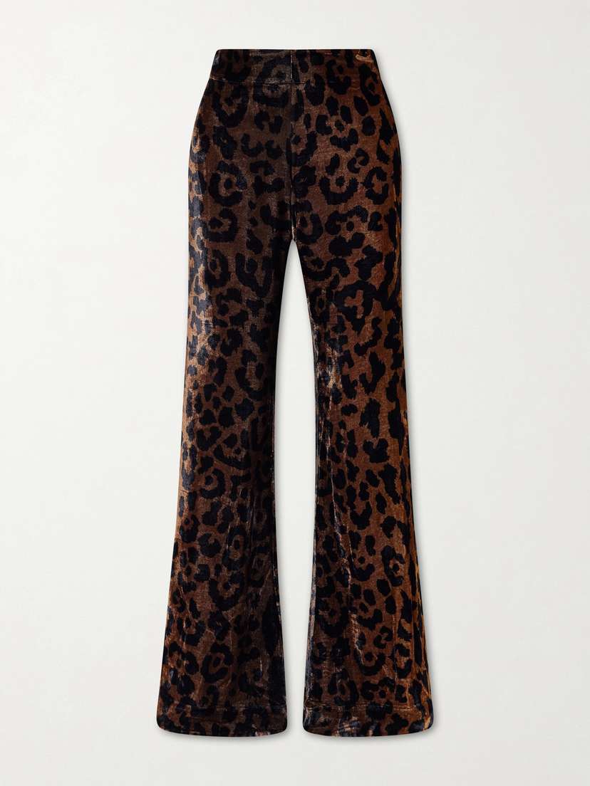 ALIX OF BOHEMIA Farah Leopard-print Velvet Flared Pants