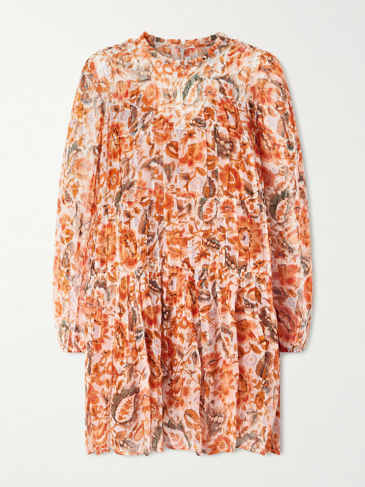 Alix Of Bohemia Juno Topaz Tiered Floral-print Georgette Mini Dress In Multi