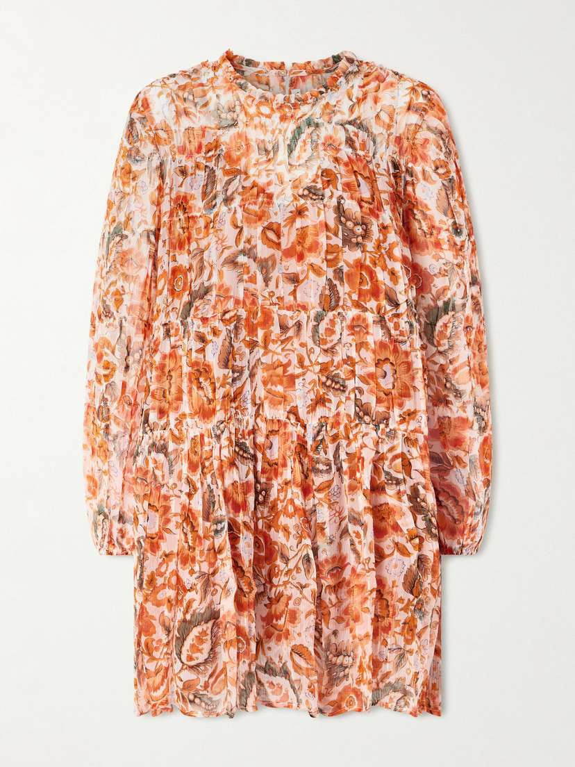 ALIX OF BOHEMIA Juno Topaz Tiered Floral-print Georgette Mini Dress