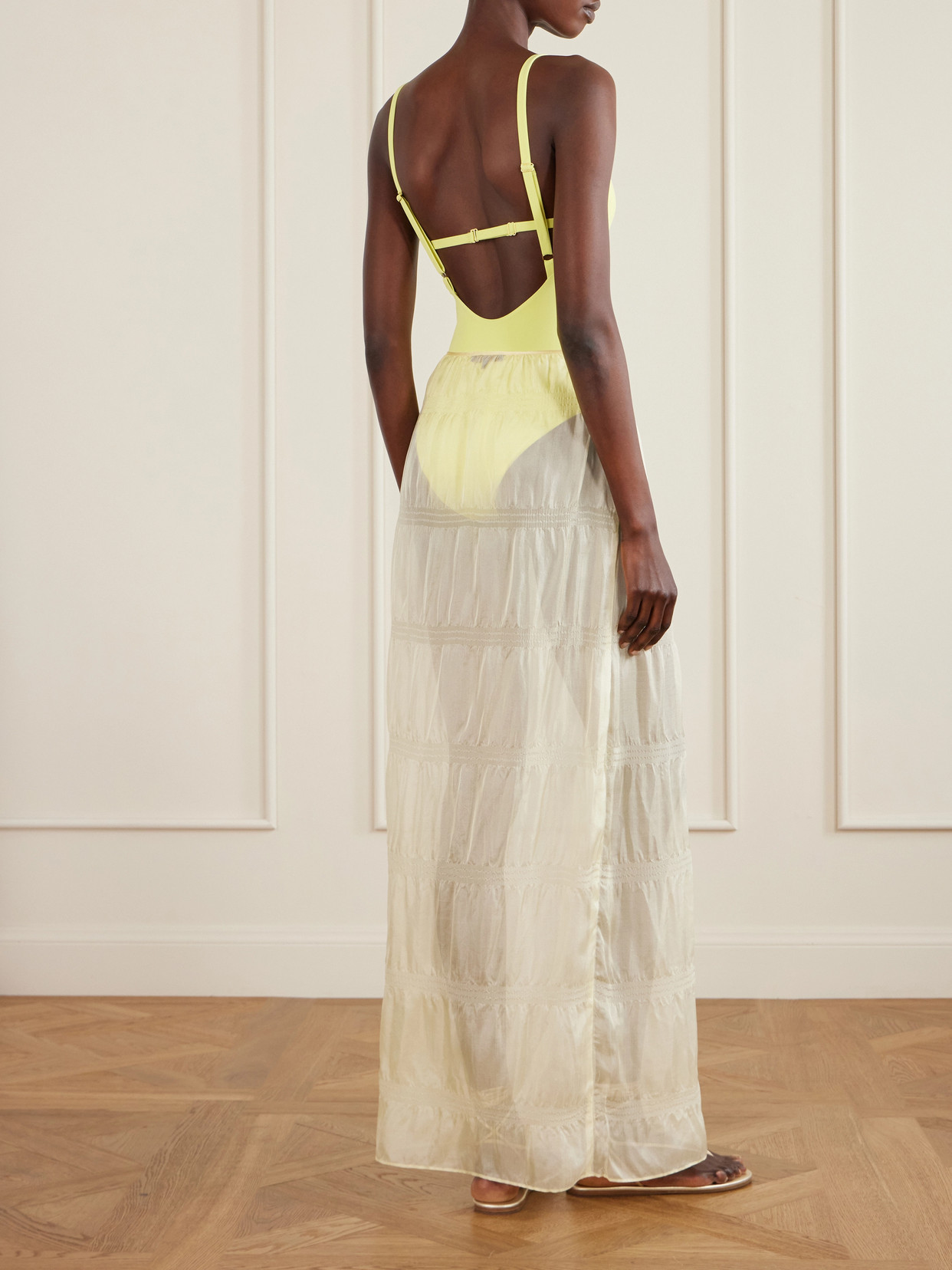 Smocked Silk-Blend Maxi