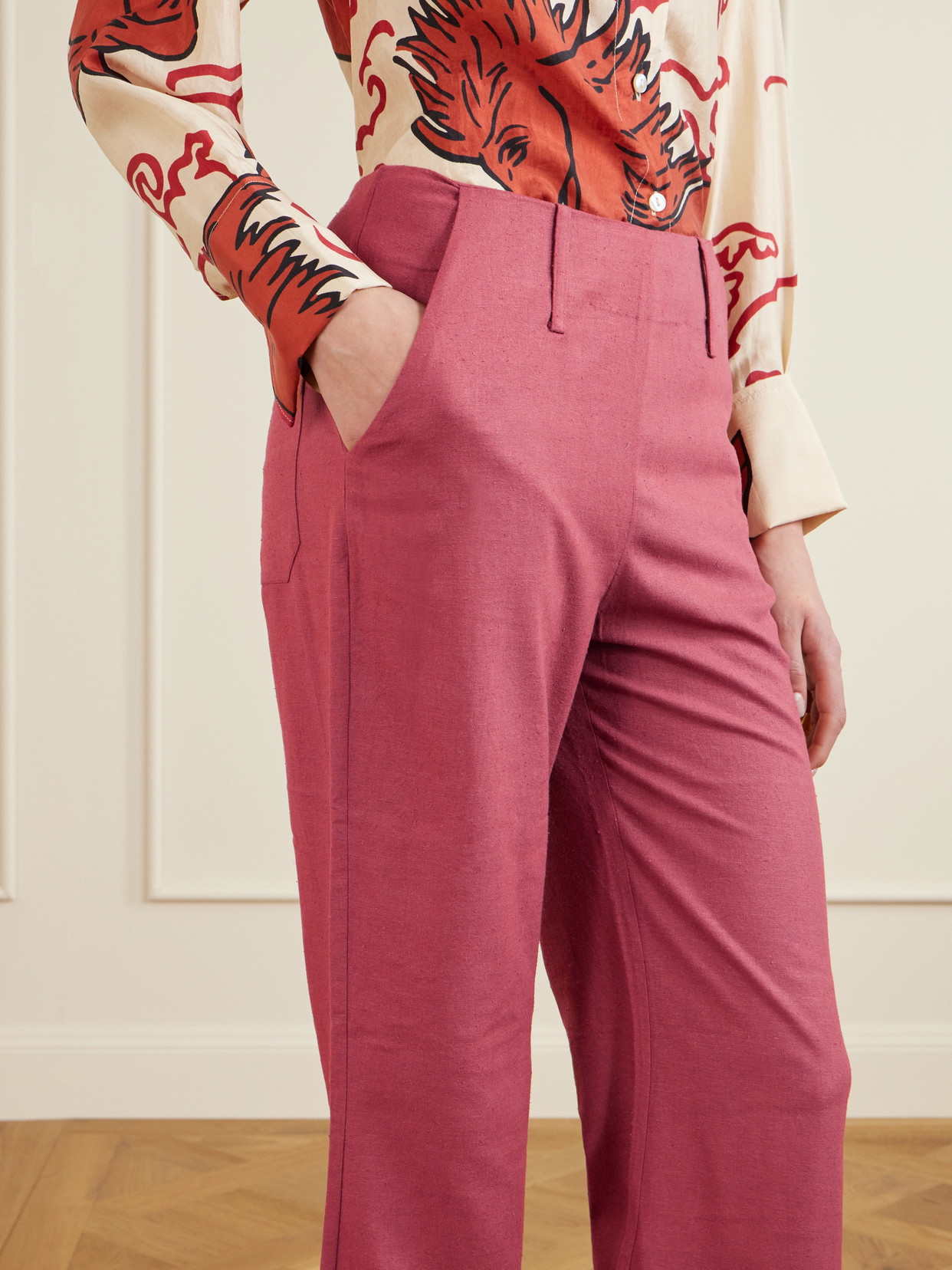 Alix Of Bohemia Charlie Silk Flared Pants In Animal Print