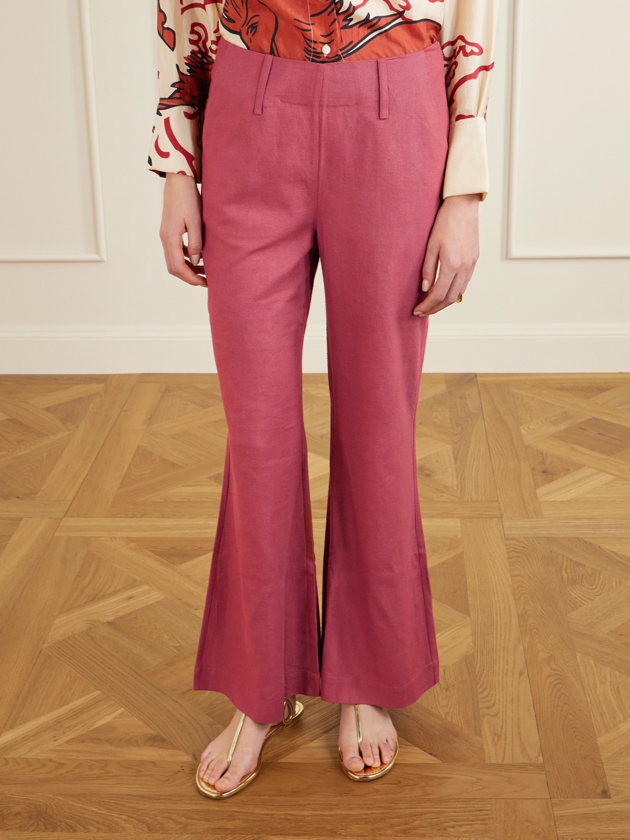 Alix Of Bohemia Charlie Silk Flared Pants In Animal Print