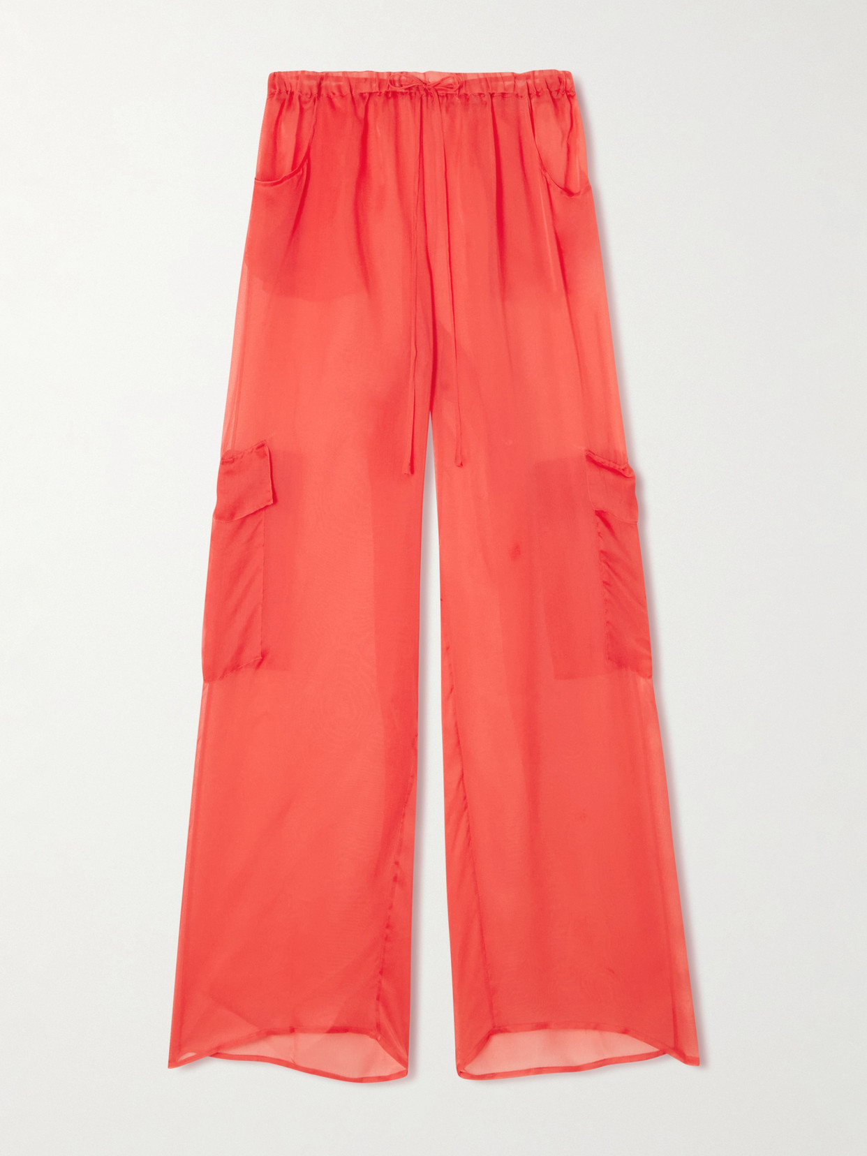 Kiki De Montparnasse Organza Straight-leg Pants In Red