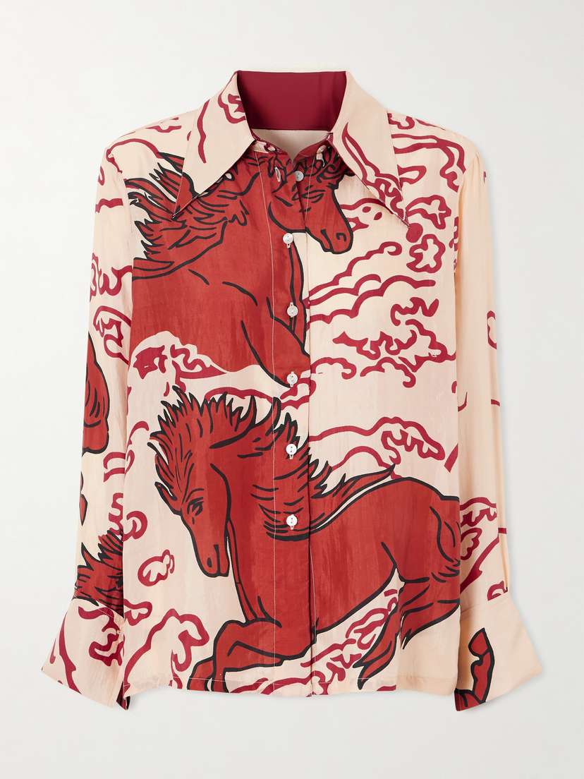 ALIX OF BOHEMIA Dana Printed Silk-satin Shirt