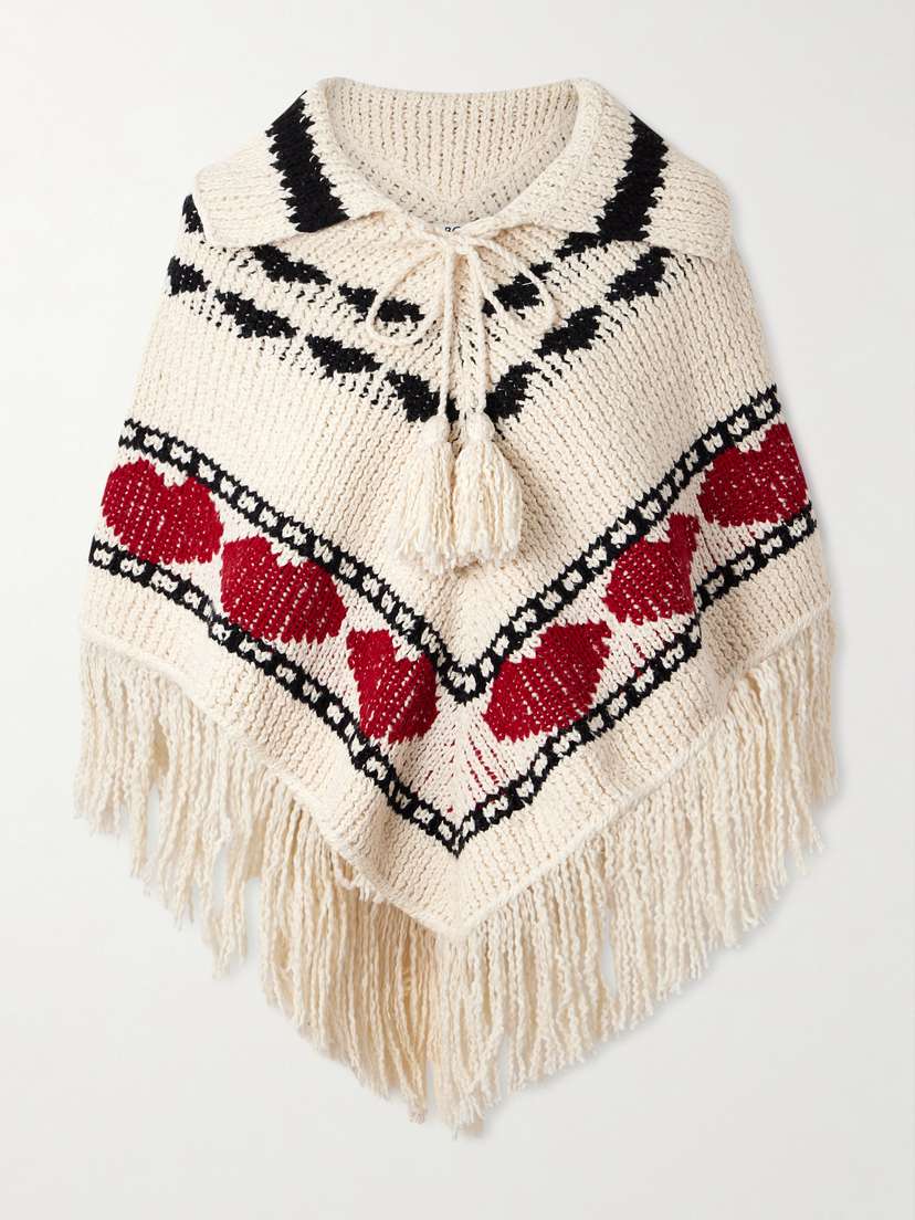 ALIX OF BOHEMIA Faune Fringed Jacquard-knit Cotton Poncho