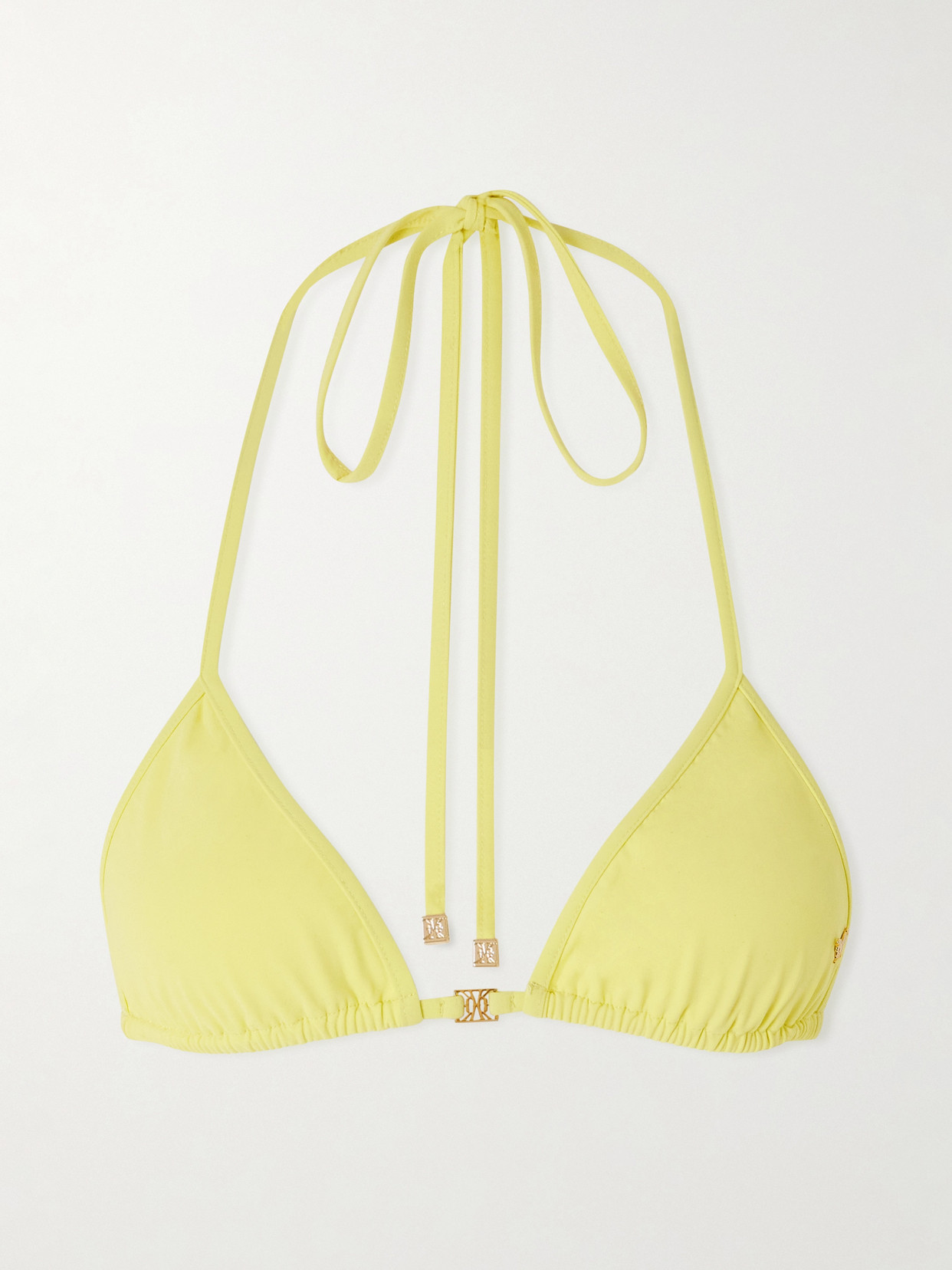 Kiki De Montparnasse Coeur Triangle Halterneck Bikini Top In Yellow