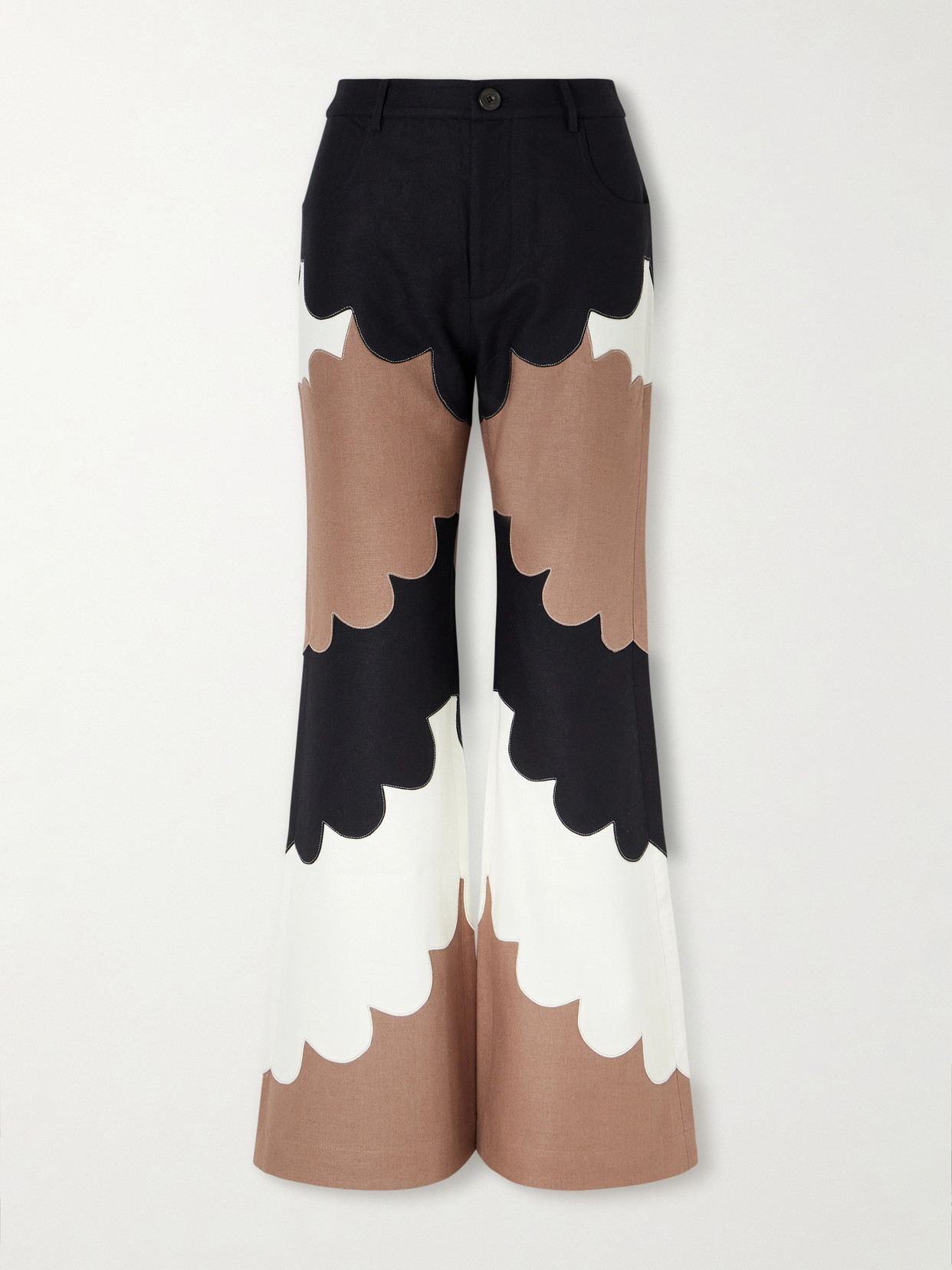 Alix Of Bohemia Bunny Cedar Patchworked Silk Flared Pants In Multi