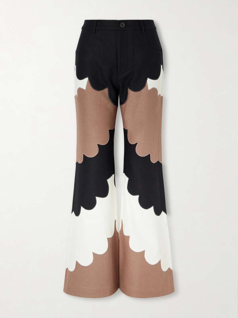 ALIX OF BOHEMIA Bunny Cedar Patchworked Silk Flared Pants