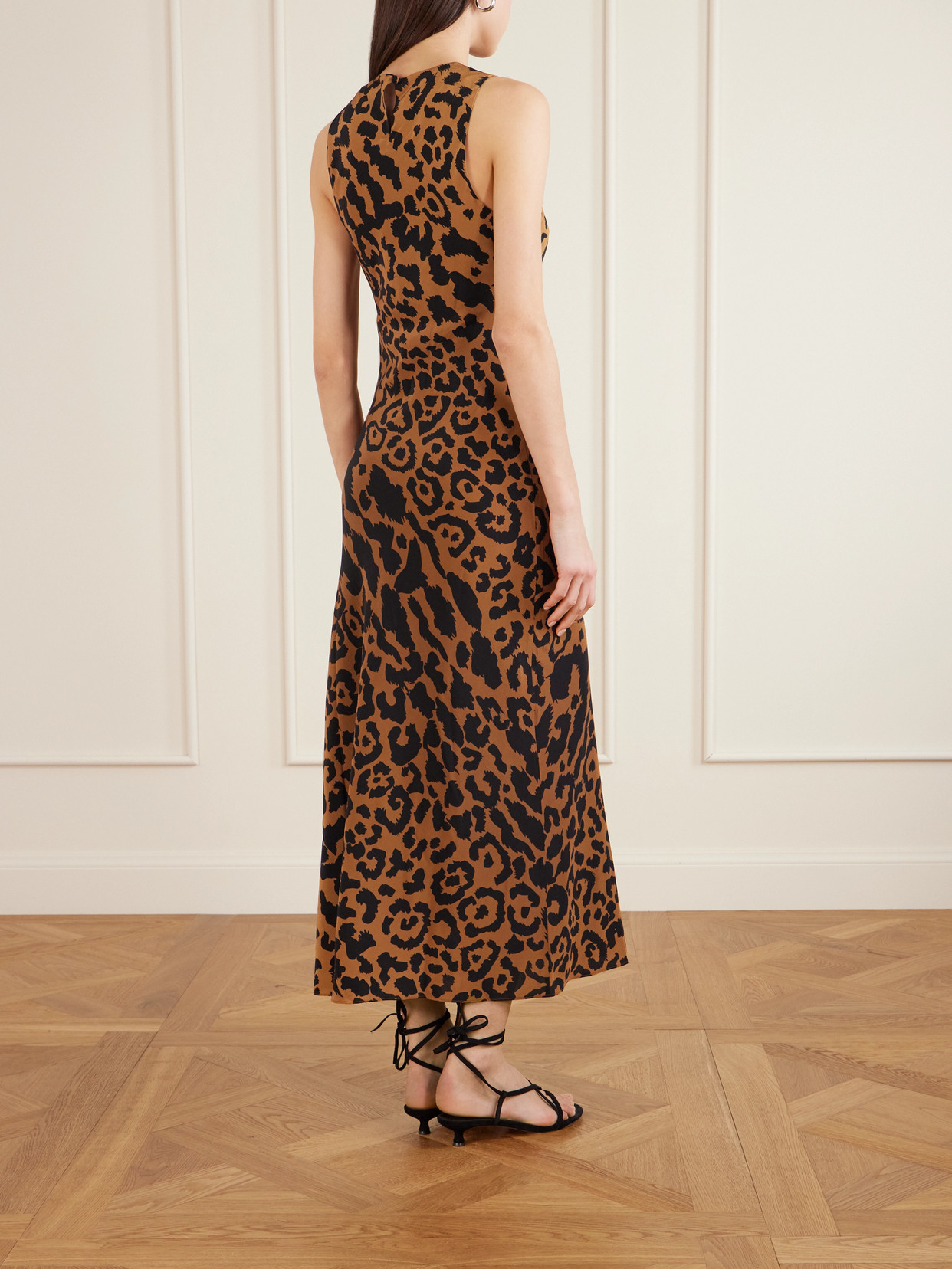 Alix Of Bohemia Adelaide Leopard-print Silk Crepe De Chine Midi Dress In Brown
