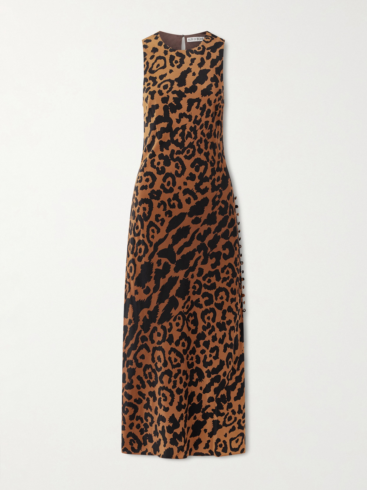 Alix Of Bohemia Adelaide Leopard-print Silk Crepe De Chine Midi Dress In Brown