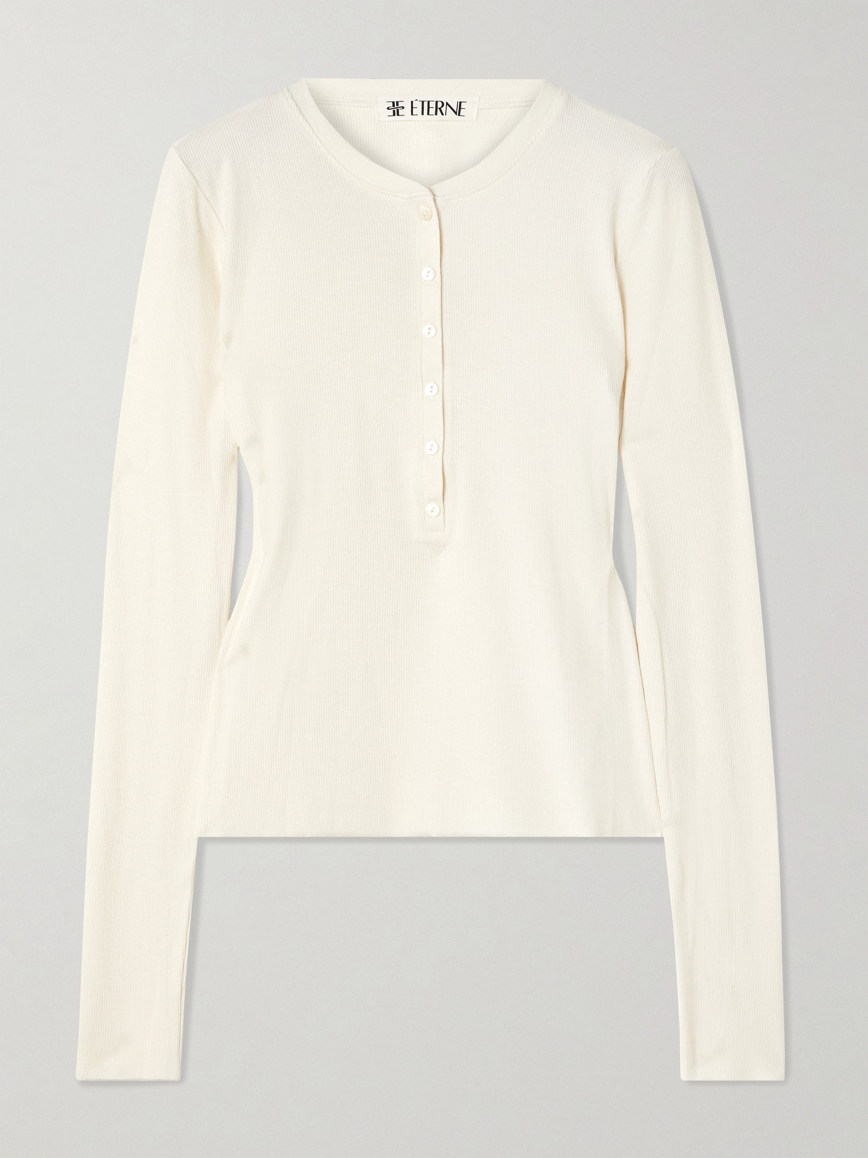 Éterne Ribbed-knit Henley Top In White