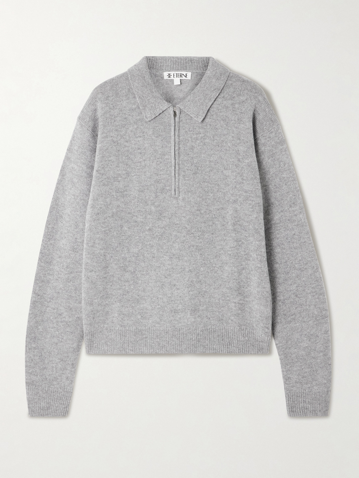 Éterne Blaise Cashmere Half-zip Sweater In Gray
