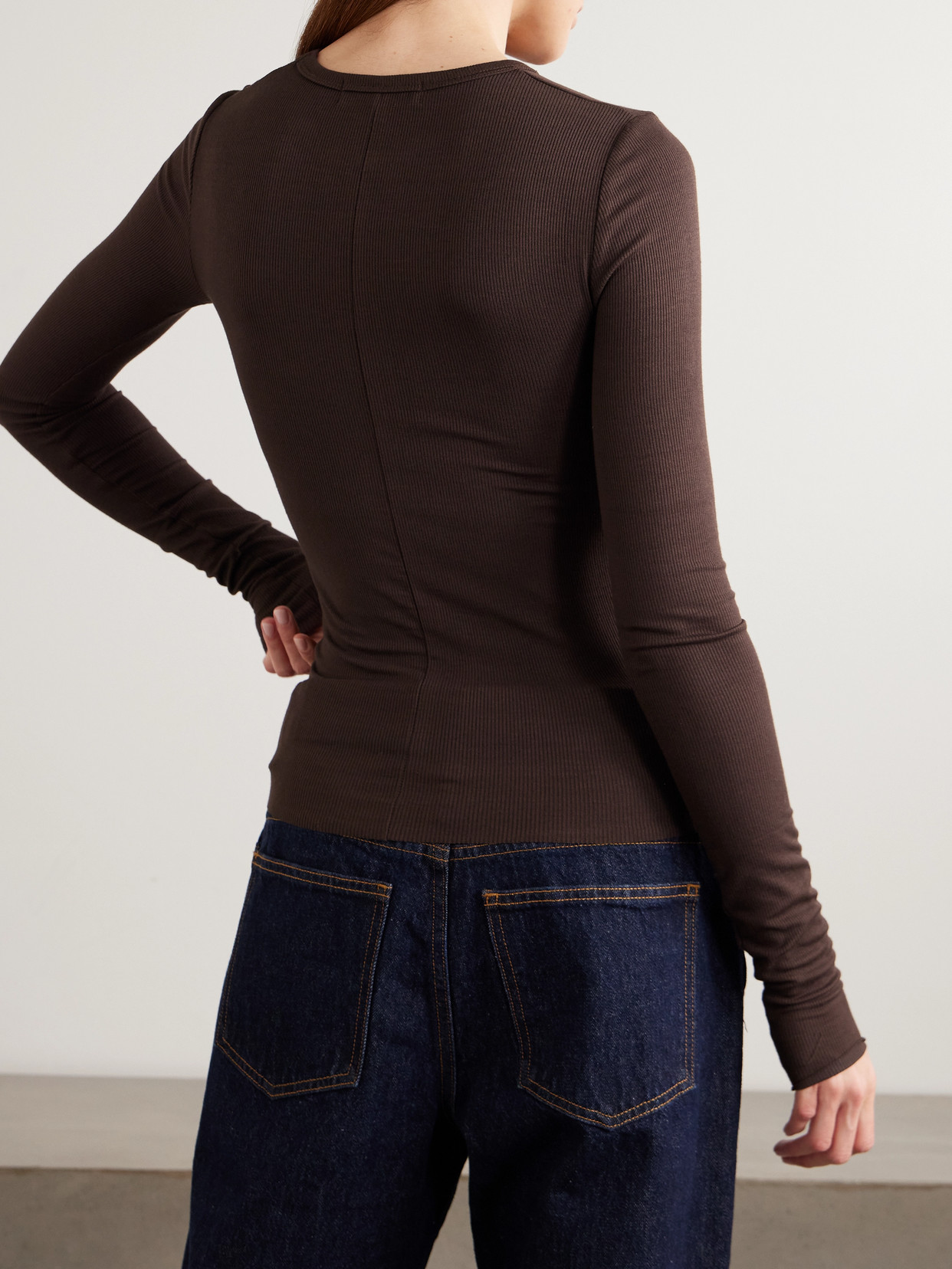 Éterne Ribbed Jersey Top In Brown