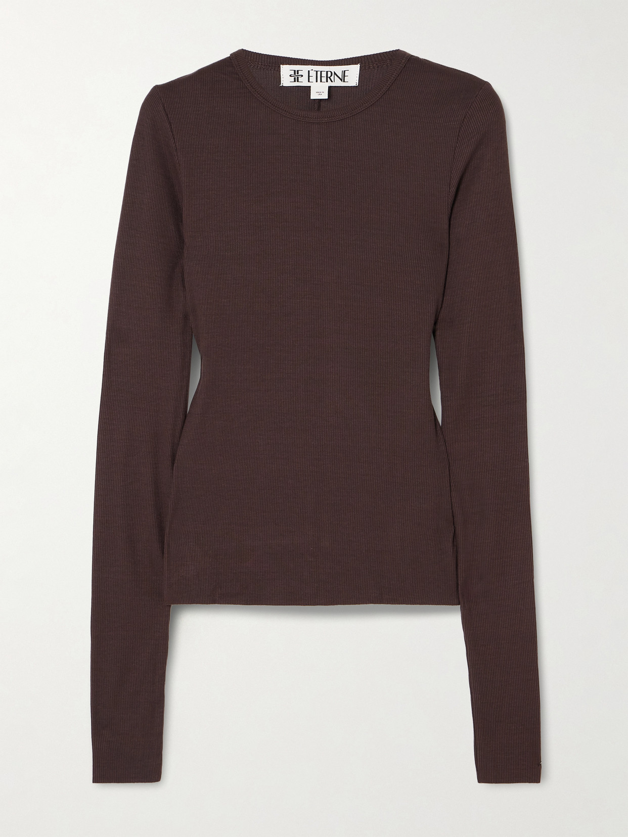 Éterne Ribbed Jersey Top In Brown