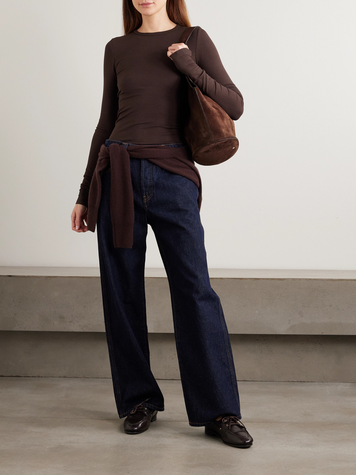 Éterne Ribbed Jersey Top In Brown