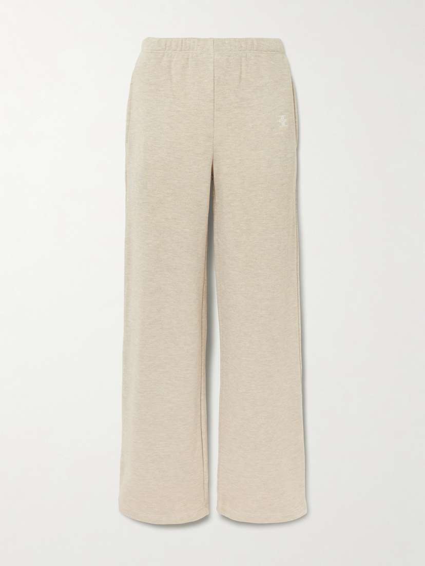 ÉTERNE Embroidered French Cotton-blend Terry Wide-leg Sweatpants