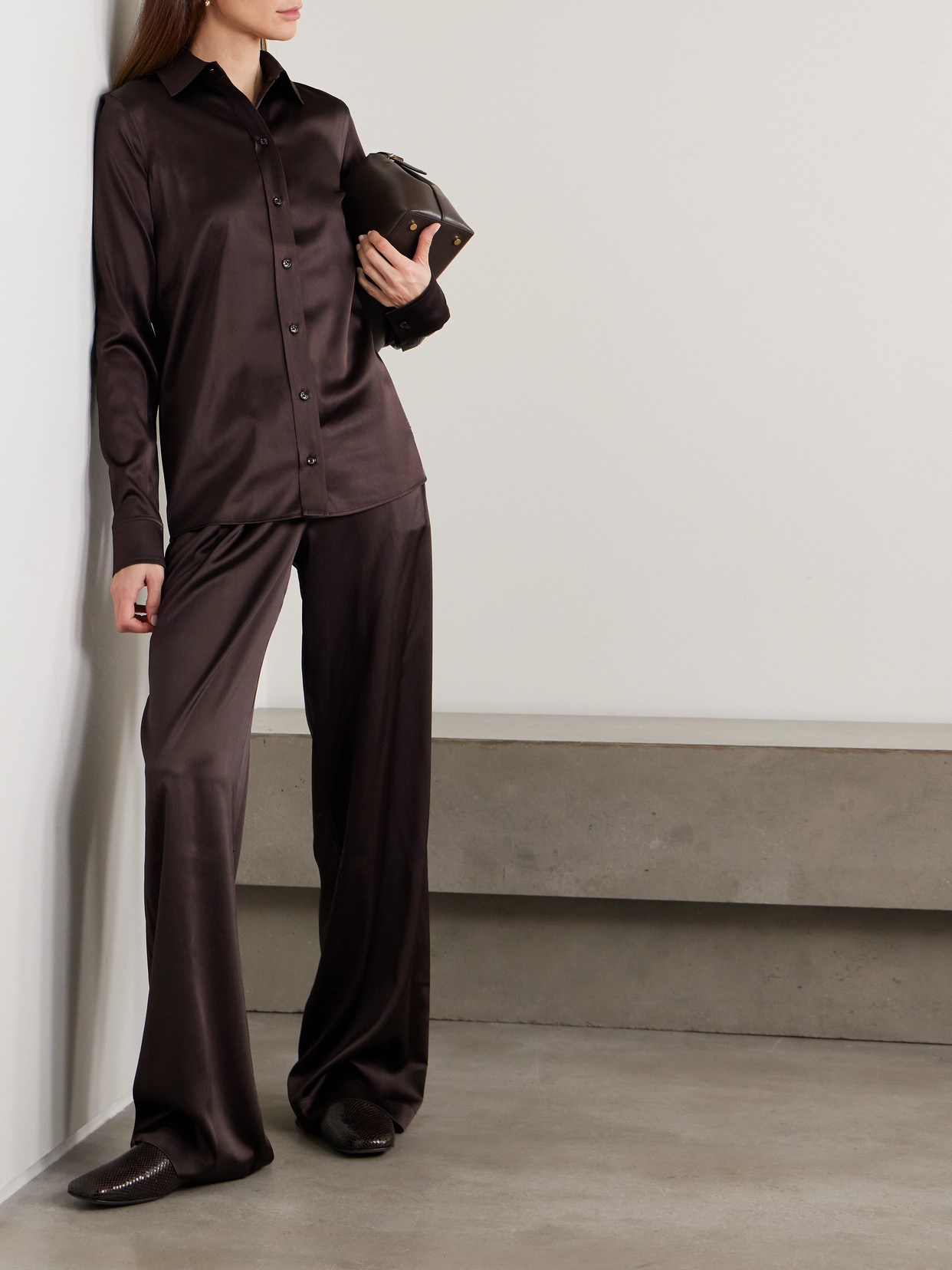 Éterne - Constance Embellished Stretch-Silk Shirt