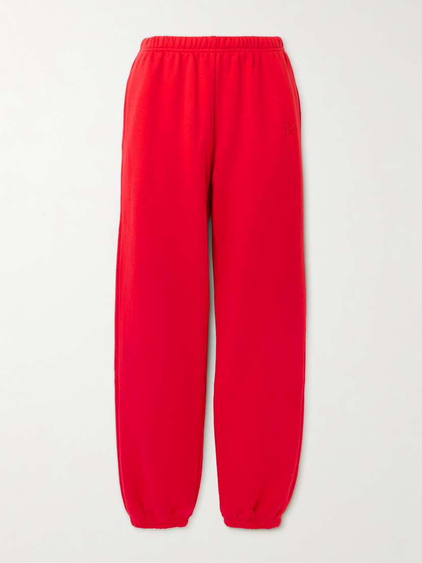 ÉTERNE Embroidered Cotton And Modal-blend Jersey Tapered Track Pants